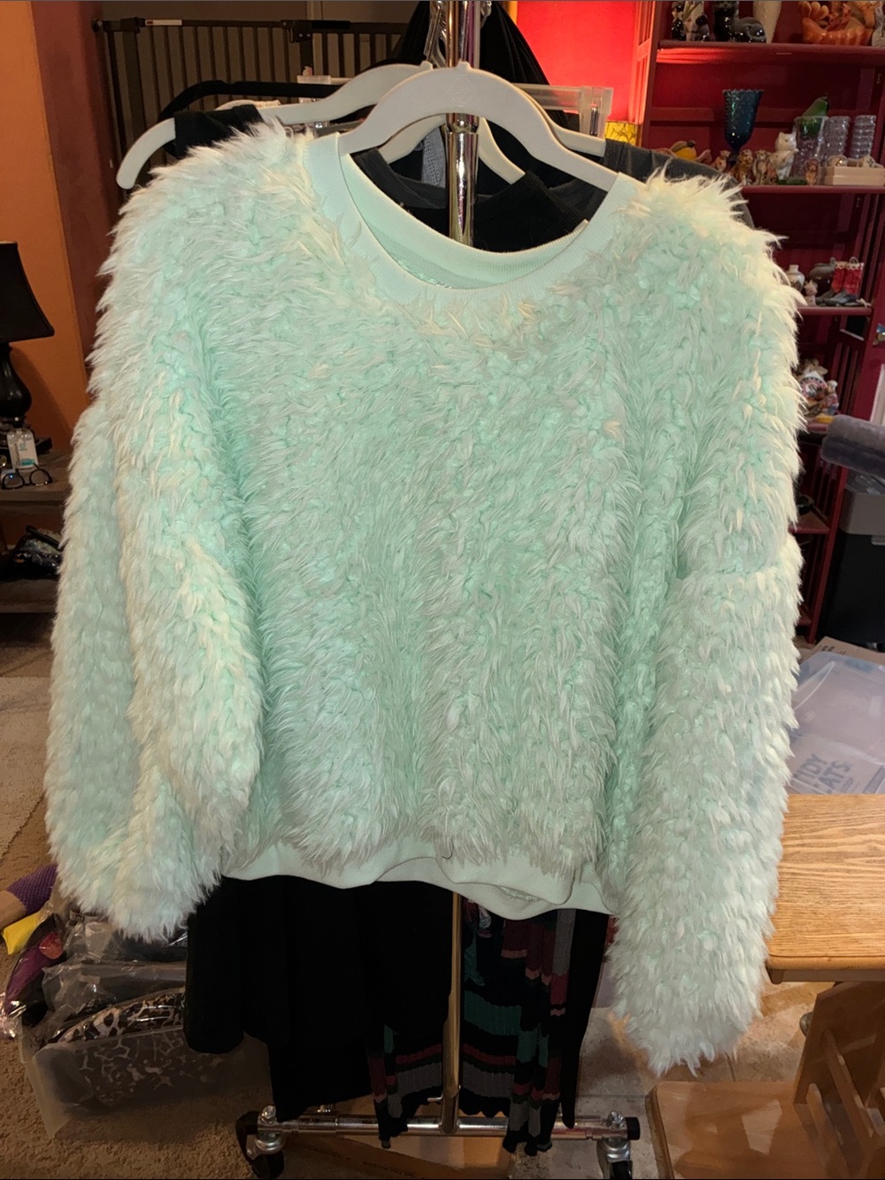 No Boundaries Plush Crewneck Sweater in Mint